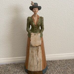Vintage Green and Brown Lady Sculpture